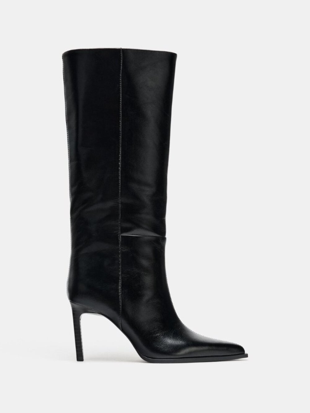 Zara Heeled Leather Boots Black – Size EU 39 / US 8 – New With Tags ✨ - Picture 2 of 16